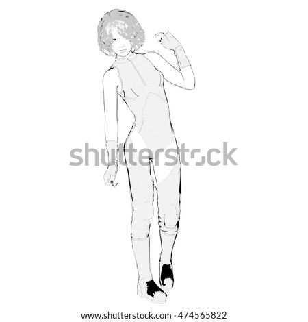 One Young Girl Drawn Anime Style Royalty Free Stock Image