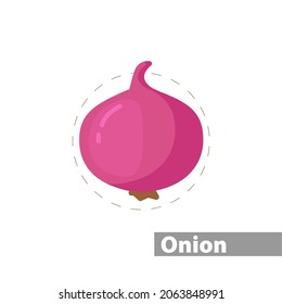 Onion Isolated Illustration On White Background. Onion Clipart. Onion Flat Icon.