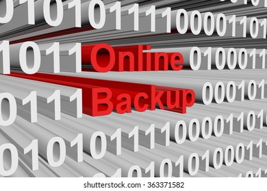 online backup is presented in the form of binary code 3d illustration