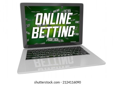 Online Betting Laptop Computer Sportsbook Website Internet Gambling 3d Illustration