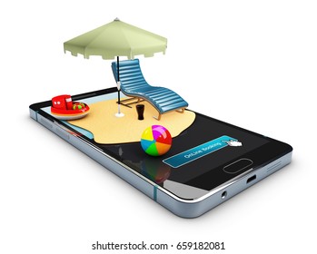 Online Booking Mobile App Mockup Showcase, 3d Illustration