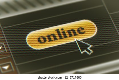 Online button in the screen. 3D Illustration.