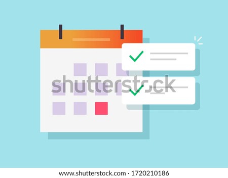 Online calendar task to do list and important deadline date or scheduled finished events appointment notices flat cartoon icon, illustration of web agenda icon modern design isolated image