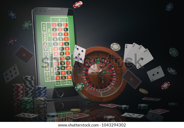 Online Casino Konzept Handy Roulette Mit Stockillustration