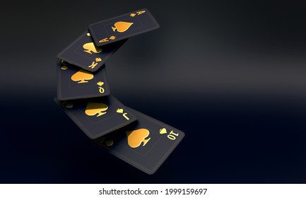 online casino poker blackjack baccarat set card blakc gold 3d render 3d rendering illustration 