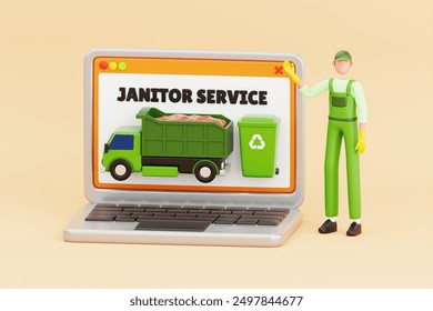 Online Cleaning Service 3D Illustration. Cleaning company or janitor service online 3d illustration - Powered by Shutterstock