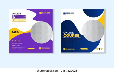 Online course social media post design template - Powered by Shutterstock