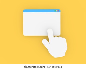 Online cursor clicks on a web browser. 3d render illustration.