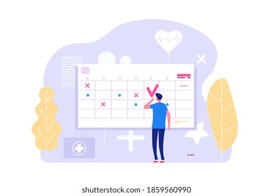 Online doctor appointment. man and calendar, planning board, agenda - Powered by Shutterstock