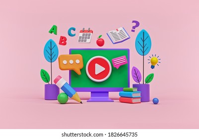 Online education concept design for website banner, presentation, poster and advertising. 3d rendering - Powered by Shutterstock