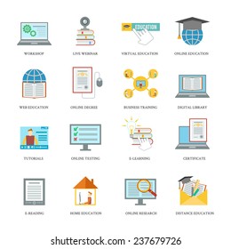 Online Education Icons Set With Workshop Live Virtual Webinar Isolated  Illustration