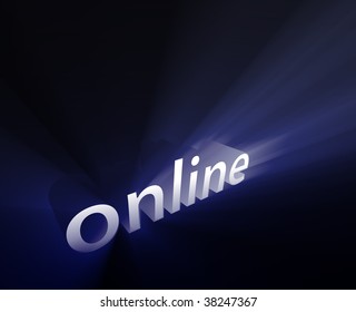 Online internet word graphic, with glowing light effects