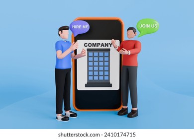 Online Job Interview 3D Illustration. Job hiring and online recruitment concept - Powered by Shutterstock