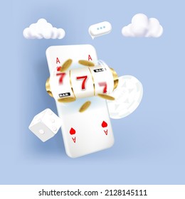 Online mobile casino background. Casino online concept. Smart phone with chips and cards. 3d illustration. - Powered by Shutterstock