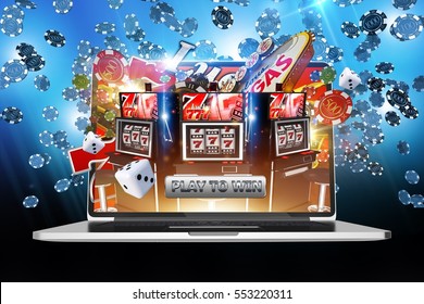 Online Money Games. Internet Online Casino Concept Illustration 3D Rendered.