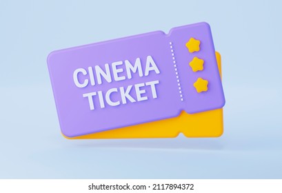 Online Movie Ticket Purchase. 3D Rendering