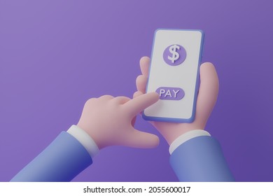 Online Payment Concept Cartoon Hand Holding Stock Illustration ...