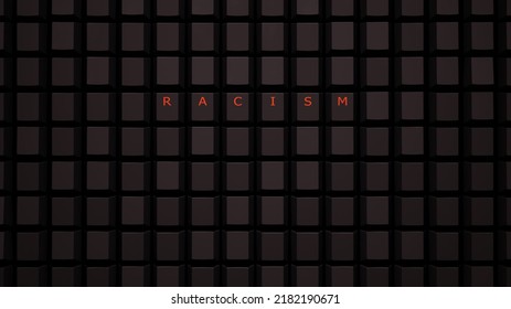 Online Racism Concept Illuminated Orange Keys On A Black Keyboard Grid Wall Spelling The Word Racism 3d Illustration Render