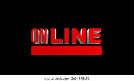 Online , red 3d text isolated on black background