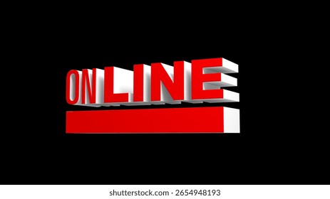 Online , red 3d text isolated on black background