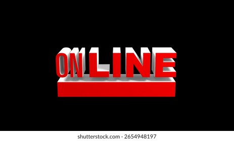 Online , red 3d text isolated on black background