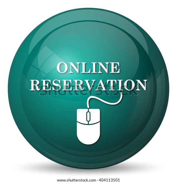 Online reservation icon. Internet button on white\
background. \
