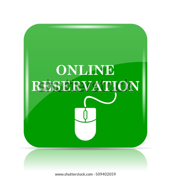 Online reservation icon. Internet button on\
white\
background.\
