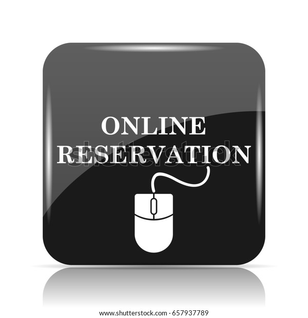 Online reservation icon. Internet button on\
white\
background.\
