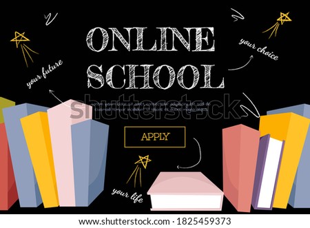 Online school digital.  Digital internet tutorials and courses, online education. Online education concept