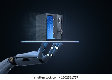 Online Security Concept With 3d Rendering Vault Door