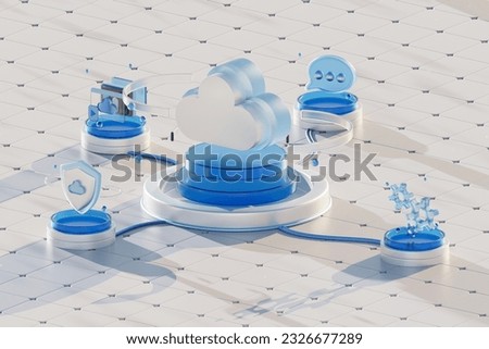 Online services 3D Cloud Computing digital technology security background 3D illustration