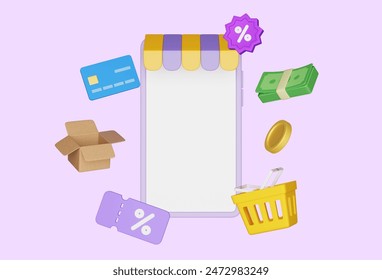 online shopping on mobile or website applications 3D image - Powered by Shutterstock