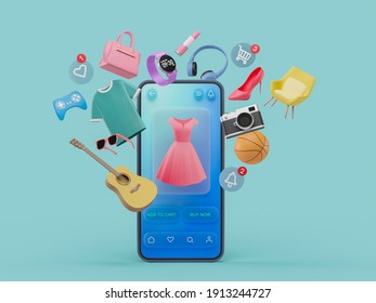 Online shopping website mobile application digital marketing store on screen smartphone showcase icon display. - Powered by Shutterstock