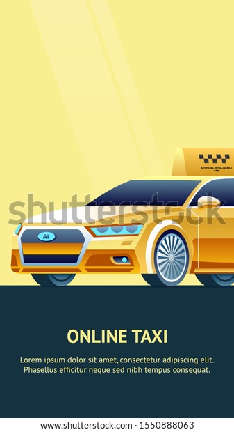 Online Taxi\
Street Service Banner. Illustration of Yellow Vehicle. Transport\
Service Advertising Page. Smart Cell Phone Web Speed Online Order.\
Passenger Calling\
Navigation.