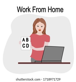 Online Teaching English Through Computer From Home. Concept Work From Home.