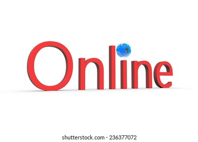 Online text with planet earth 3D illustration