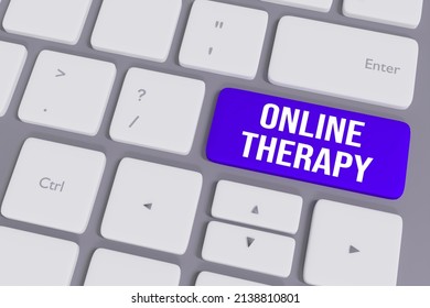 Online Therapy And Mental Help Consultancy Concept Background. 3D Rendered Keyboard Button