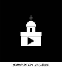 Online Translation Christian Church Service Streaming Video Icon Isolated On Dark Background