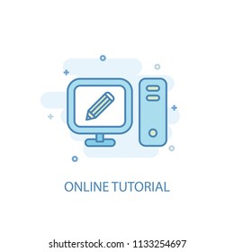 Online tutorial concept trendy icon. Simple line, colored illustration. Online tutorial concept symbol flat design from eLearning  set. Can be used for UI/UX