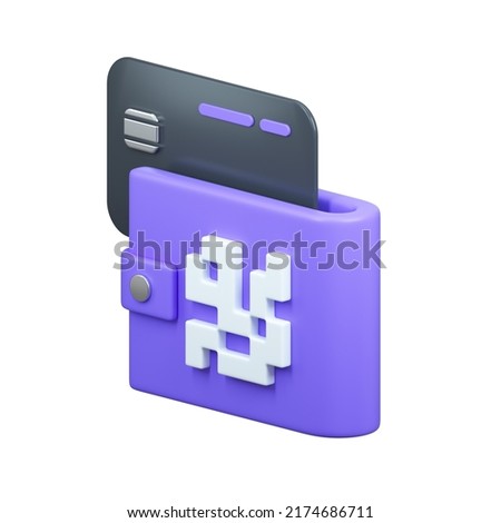 Online wallet 3d rendering icon. Isolated on white.