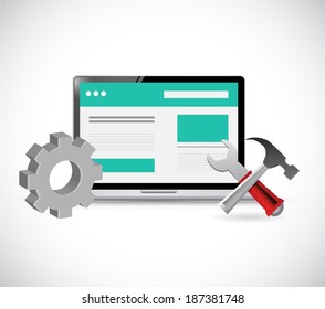 Online Website And Tools Illustration Design Over A White Background