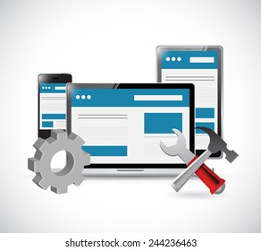 Online Website And Tools Illustration Design Over A White Background