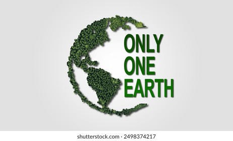 Only One Earth- World Environment day concept 3d design. Happy Environment day, 05 June. World map with Environment day text 3d background illustration. World overshoot Day. - Powered by Shutterstock