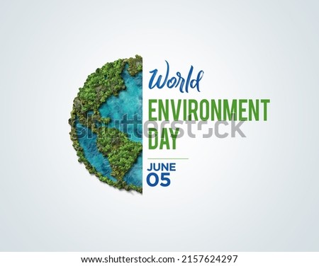 Only One Earth- World Environment day concept 3d design. Happy Environment day, 05 June. World map with Environment day text 3d background illustration.  Foto stock © 