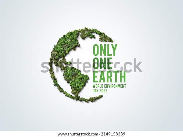 Only One Earth- World\
Environment day concept 3d design. Happy Environment day, 05 June.\
World map with Environment day text 3d background illustration.\
