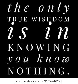 The Only True Wishdom Is In Knowing You Know Nothing.