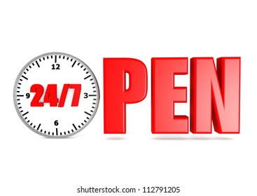 Open 24 Hours Clock