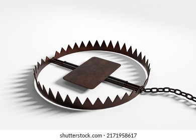 A Open Bear Trap With No Lure Allowing Any Objects To Be Placed To Illustrate The Concept Of Trick For Anything. 3D Rendering