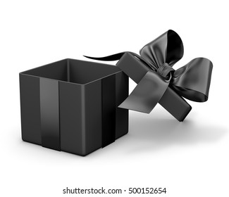 Open black gift box top view white background 3d rendering