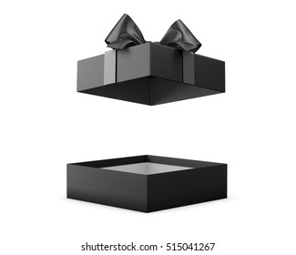 Open black gift box white background 3d rendering